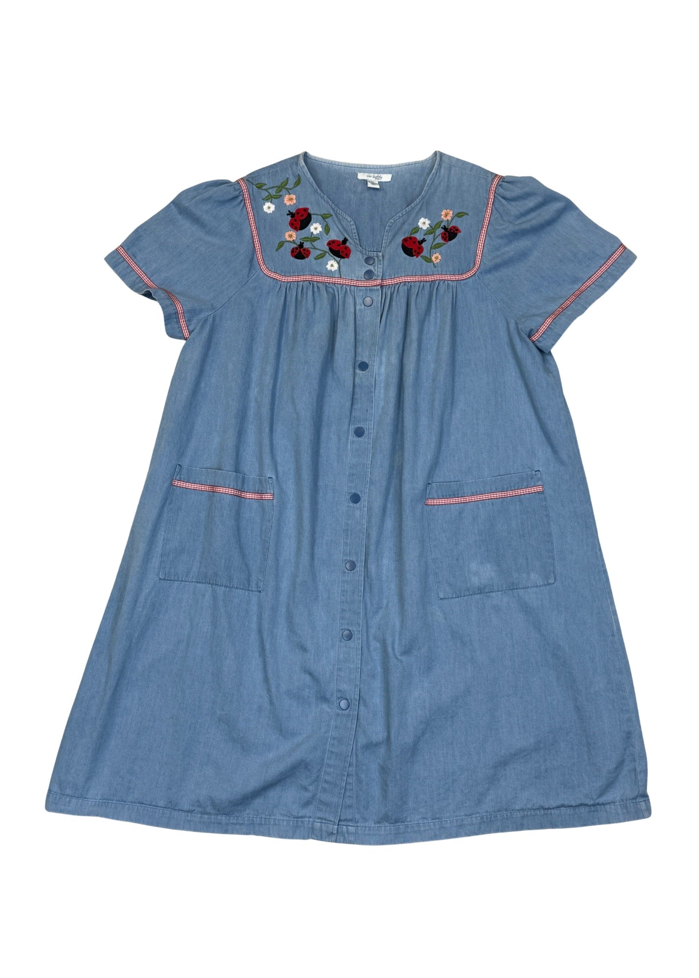 Vintage Garden House Dress in Denim with Embroidery - Size O/S