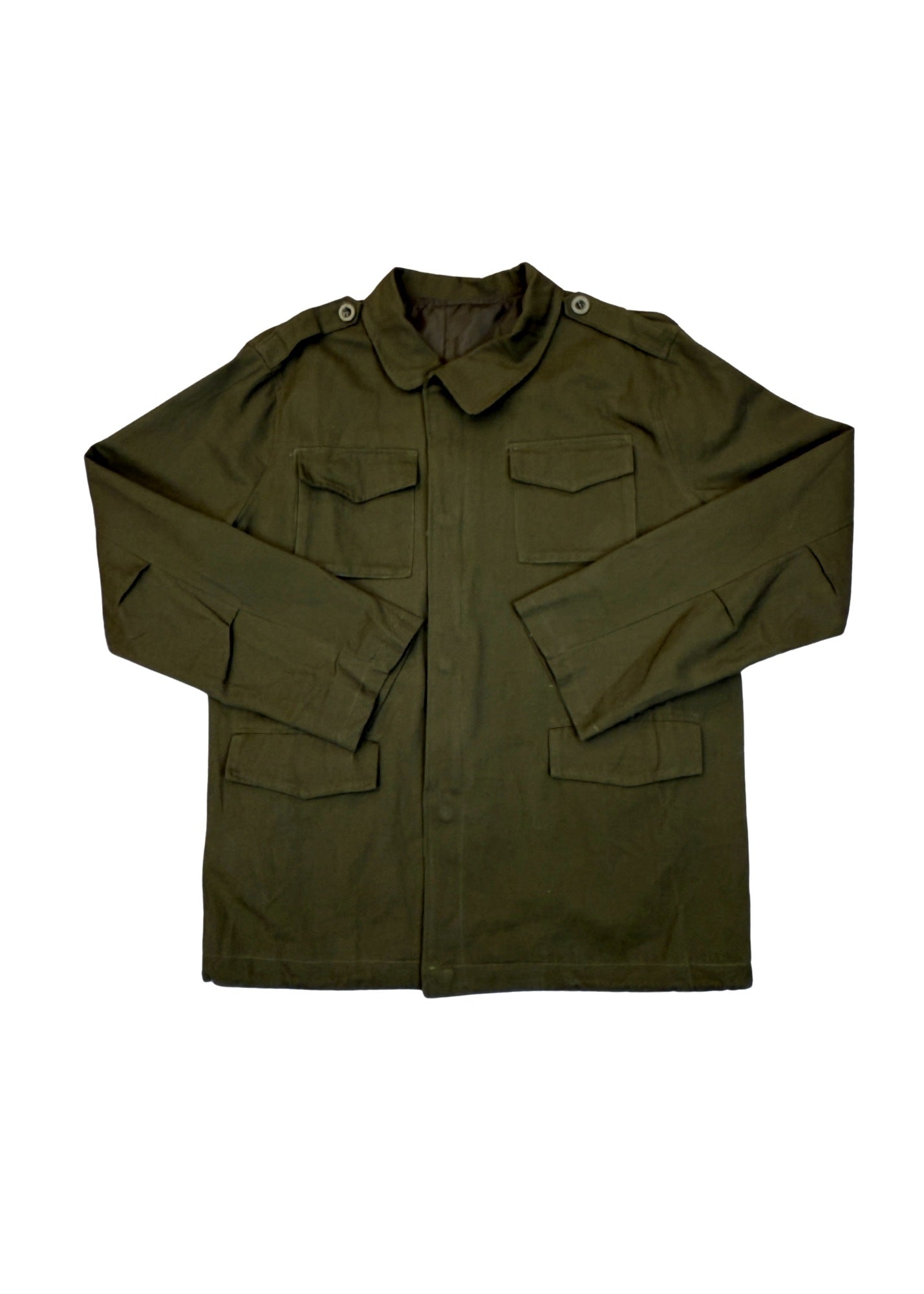 Vintage Olive Green Military Style Jacket - Size L