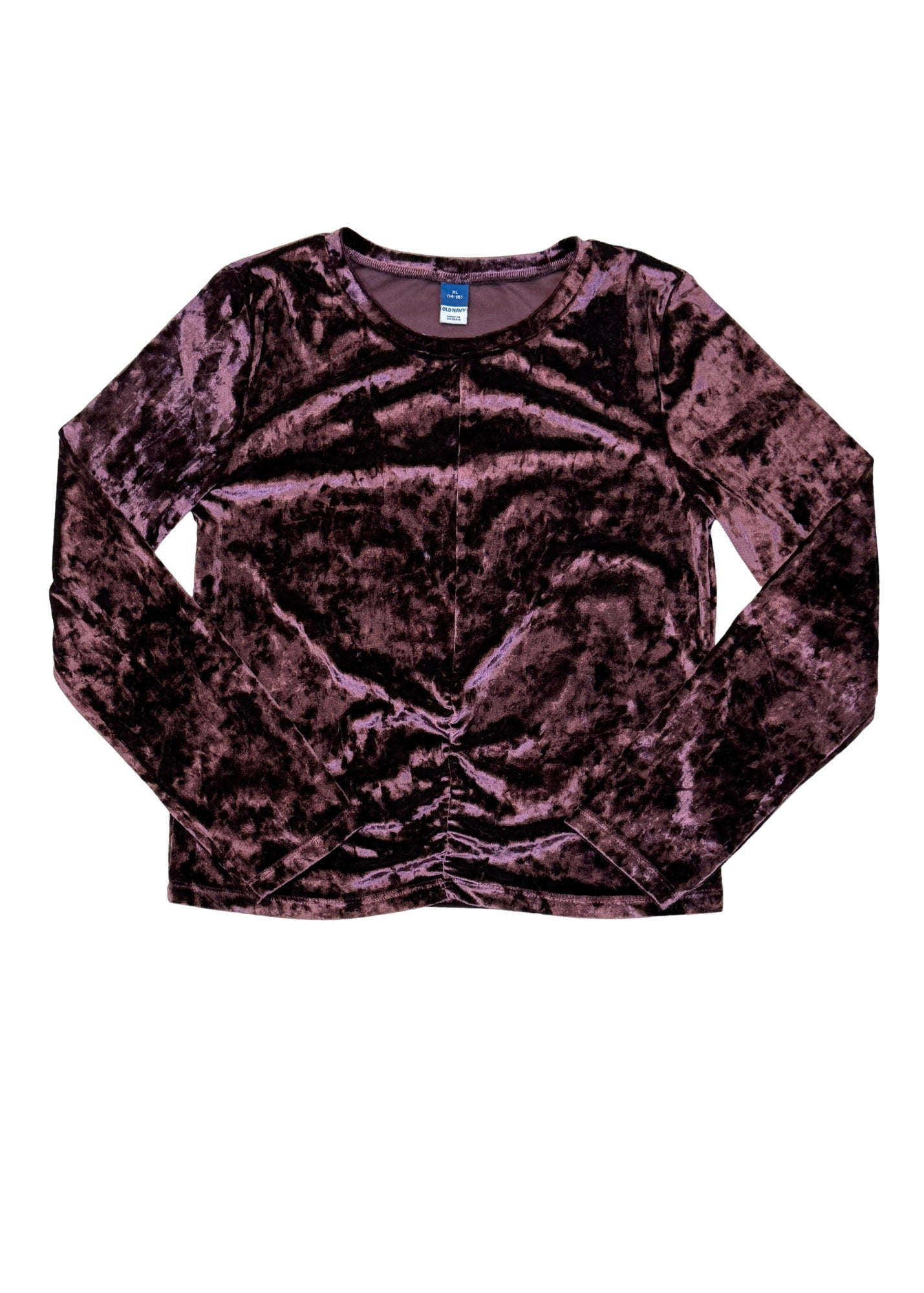 Pre-loved Crushed Velvet Oxblood Top - Size XS