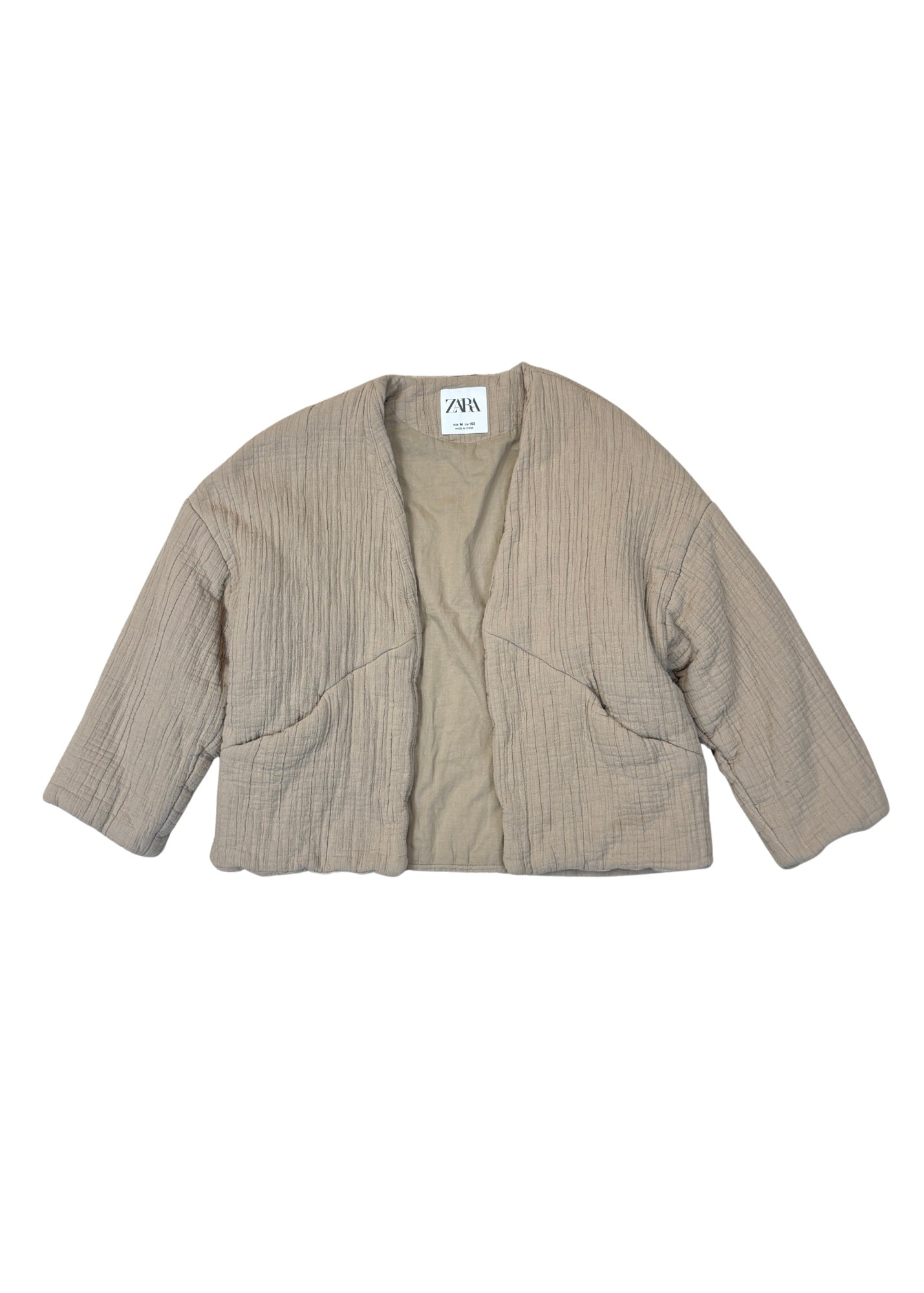 Pre-loved Cropped Taupe Puffer Jacket - Size M