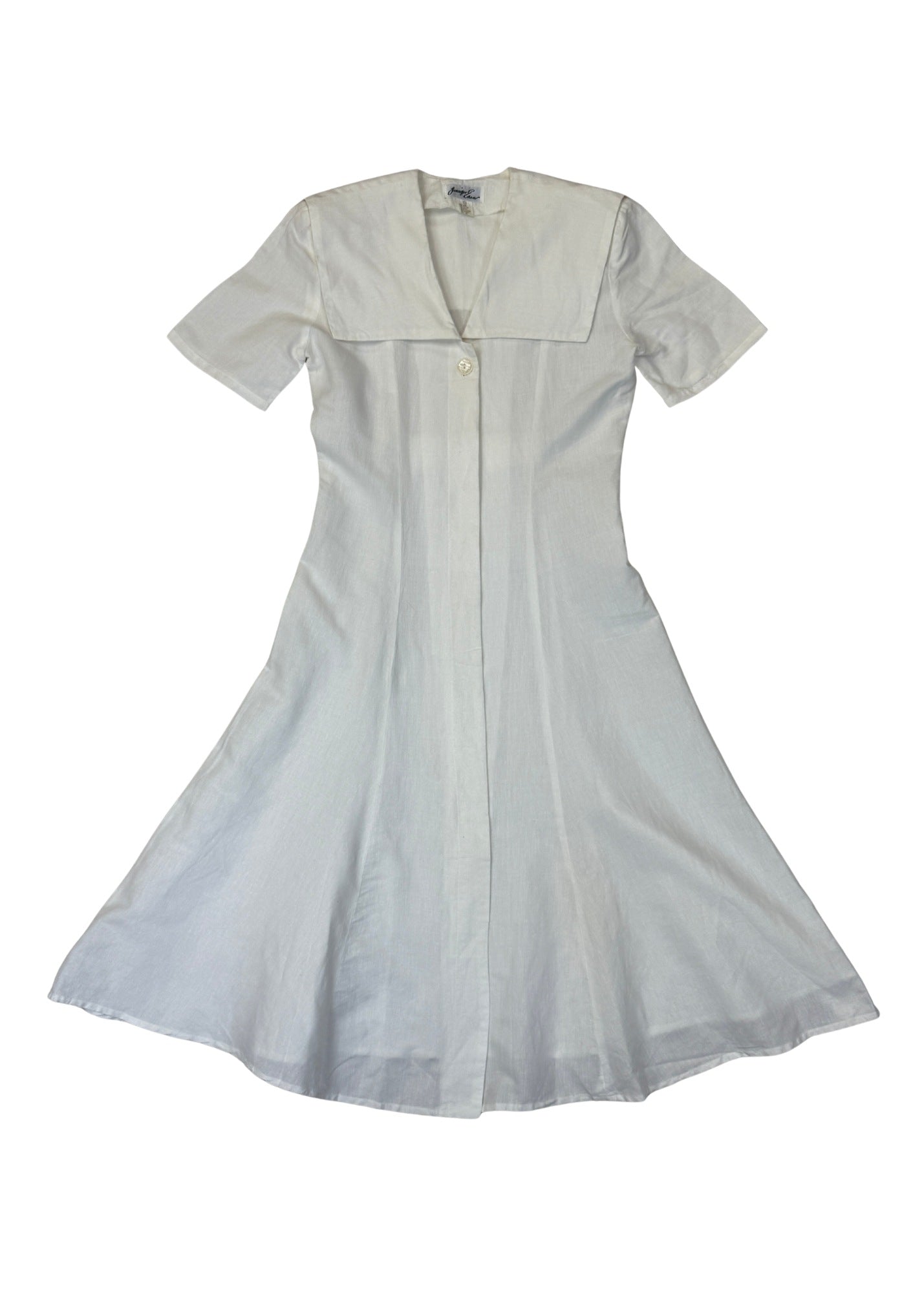 Vintage Jennifer Eden White Sailor Style Maxi Dress - Size S