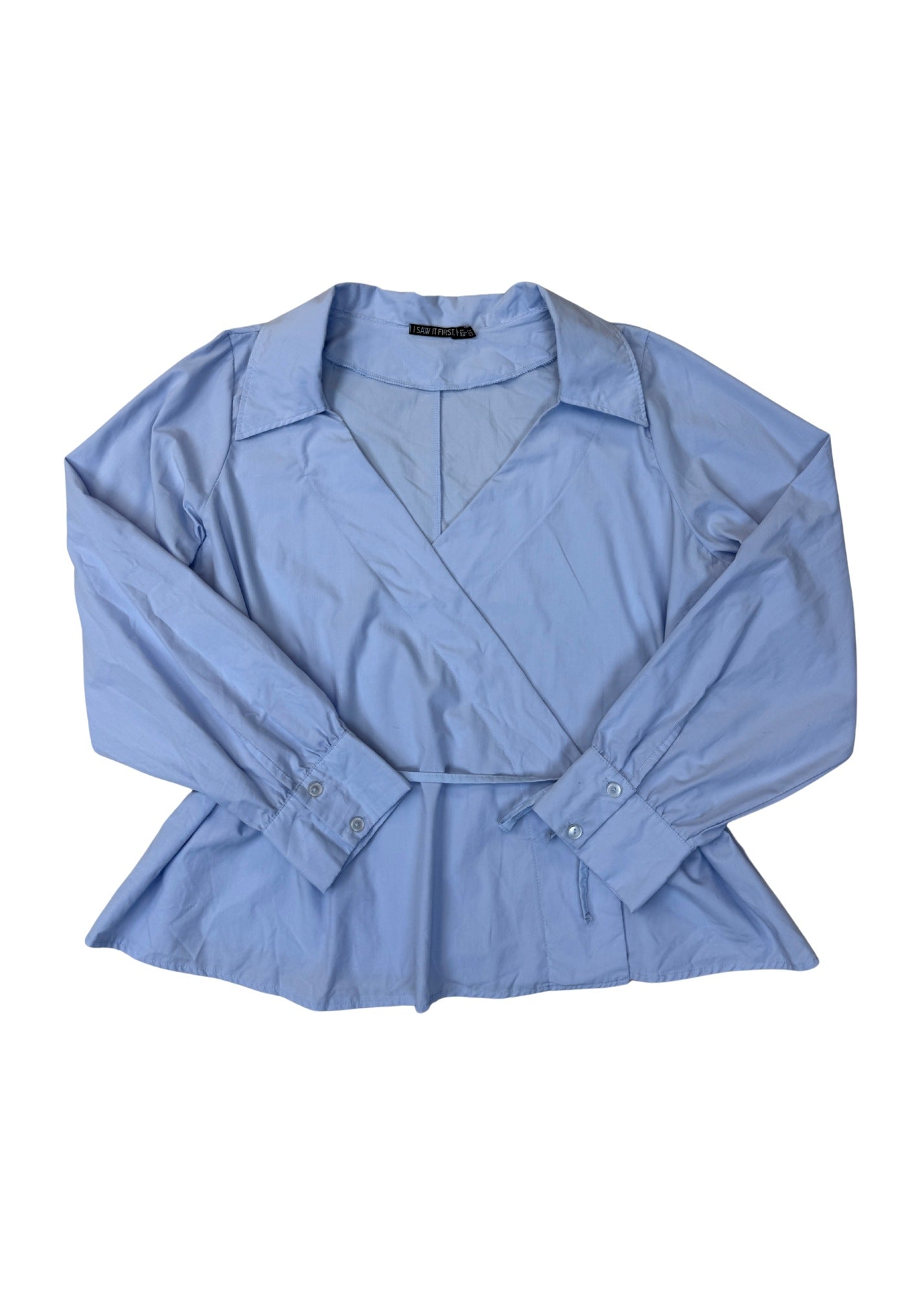 Pre-loved Blue Wrap Blouse - Size M
