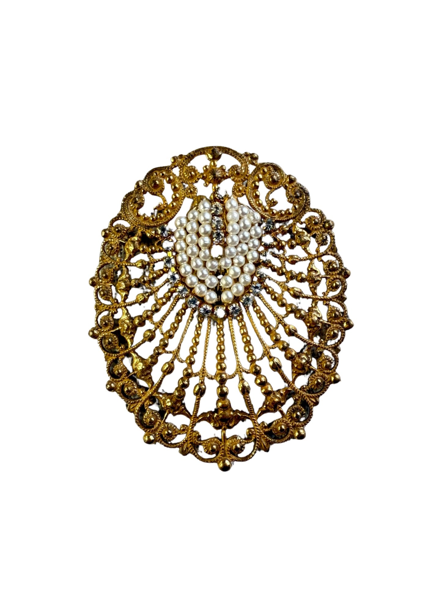Vintage 1950’s Miriam Haskell Gold Filigree Brooch