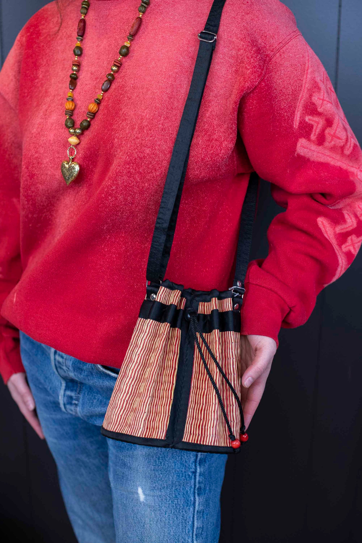 Vintage Drawstring Bucket Bag