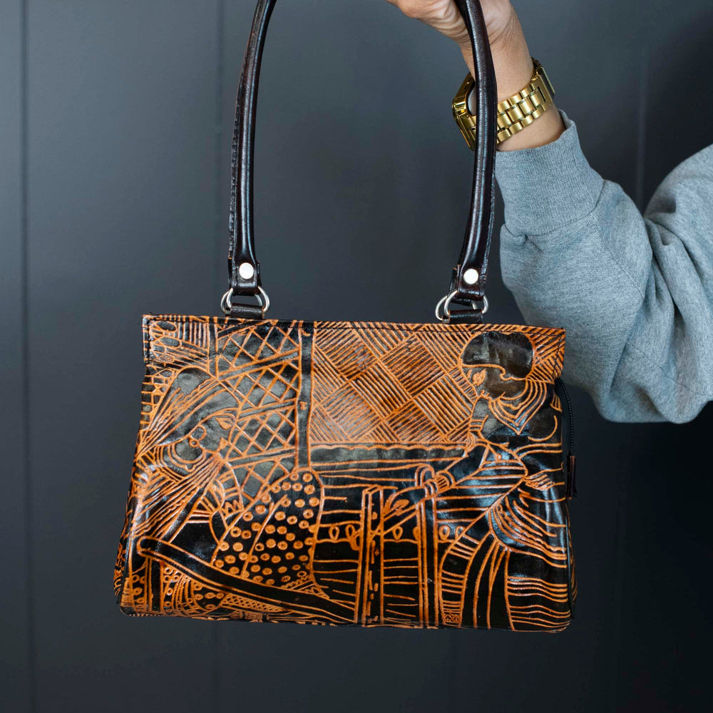 Vintage Embossed Leather Handbag