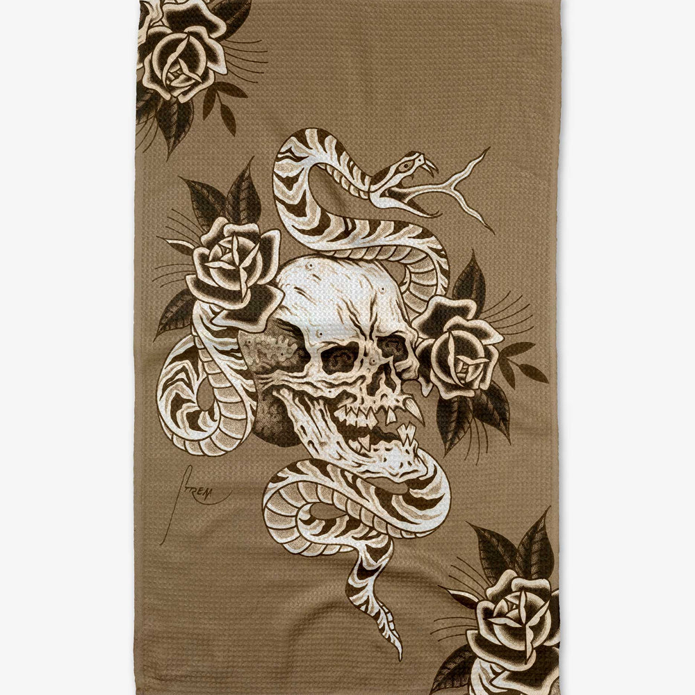 Skull and Snake Tea Towel