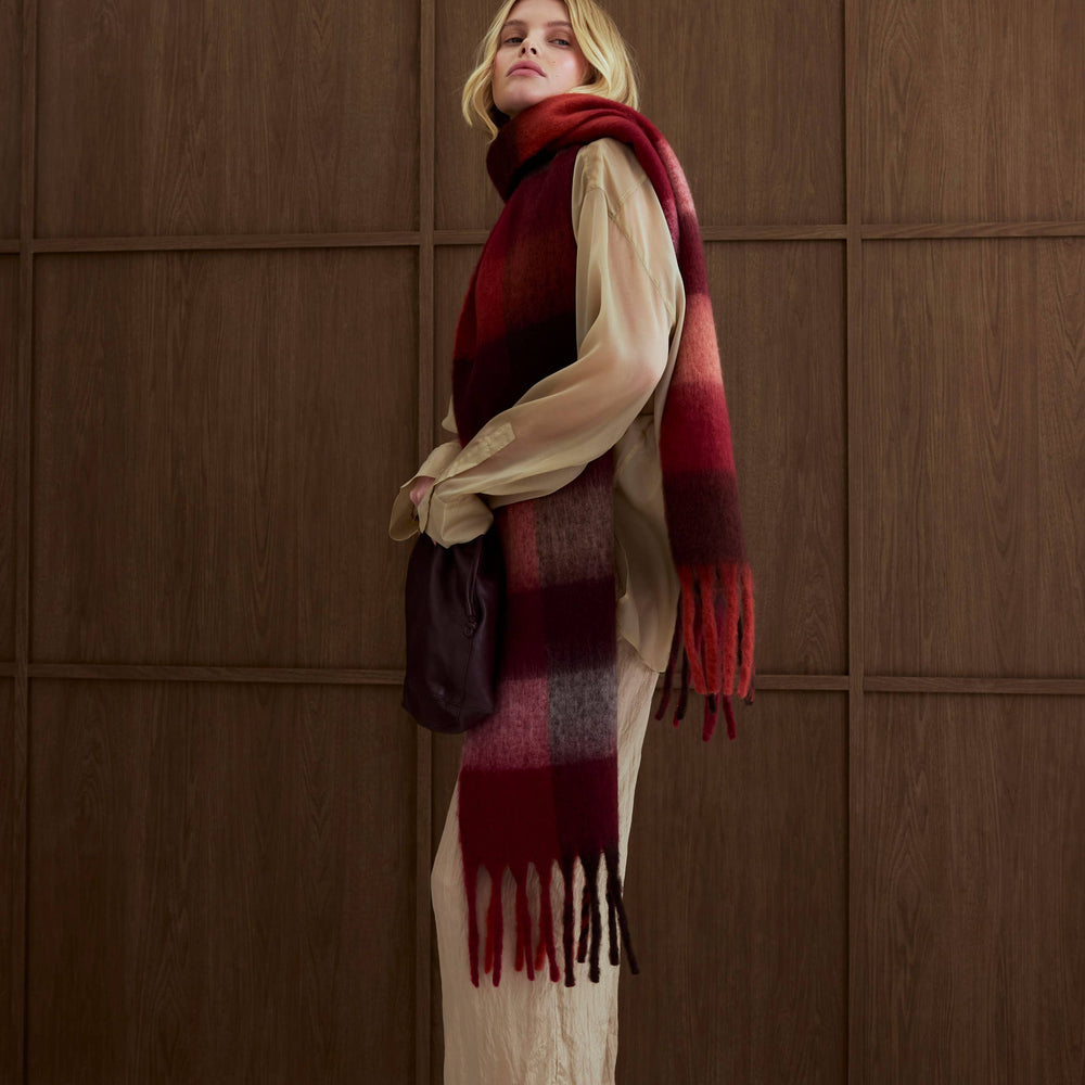 
                      
                        The Reykjavik Scarf - 100% Recycled - Burgundy check
                      
                    