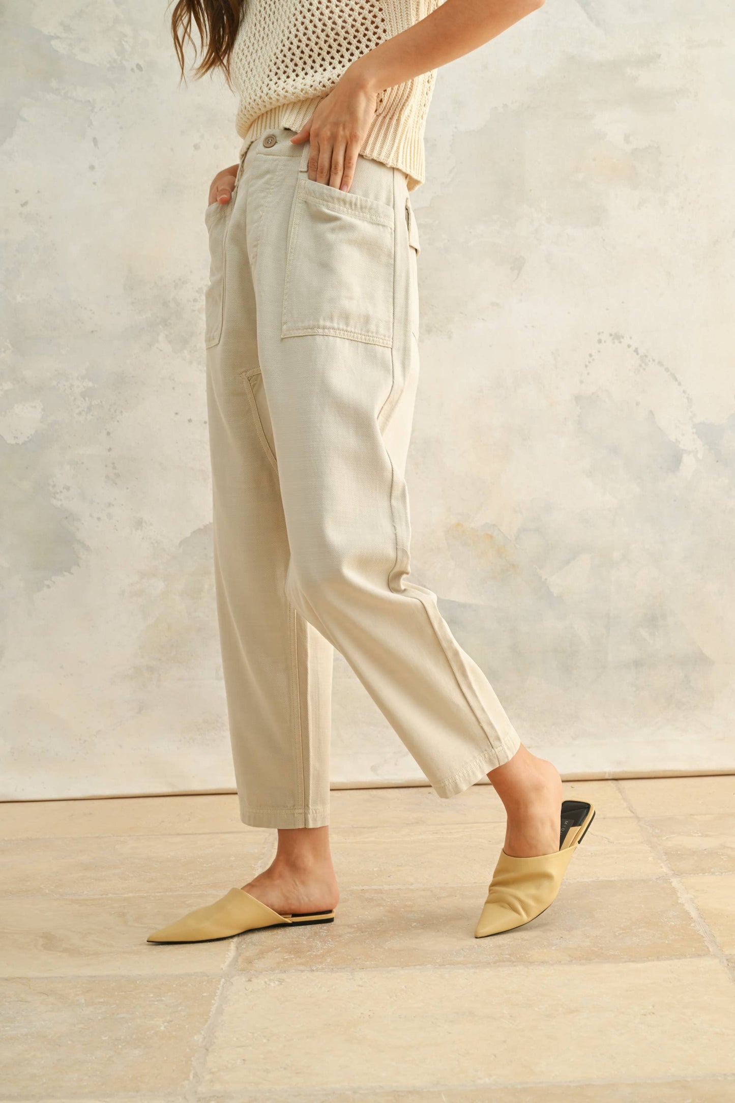 New Tencel Loose Pants - Cream