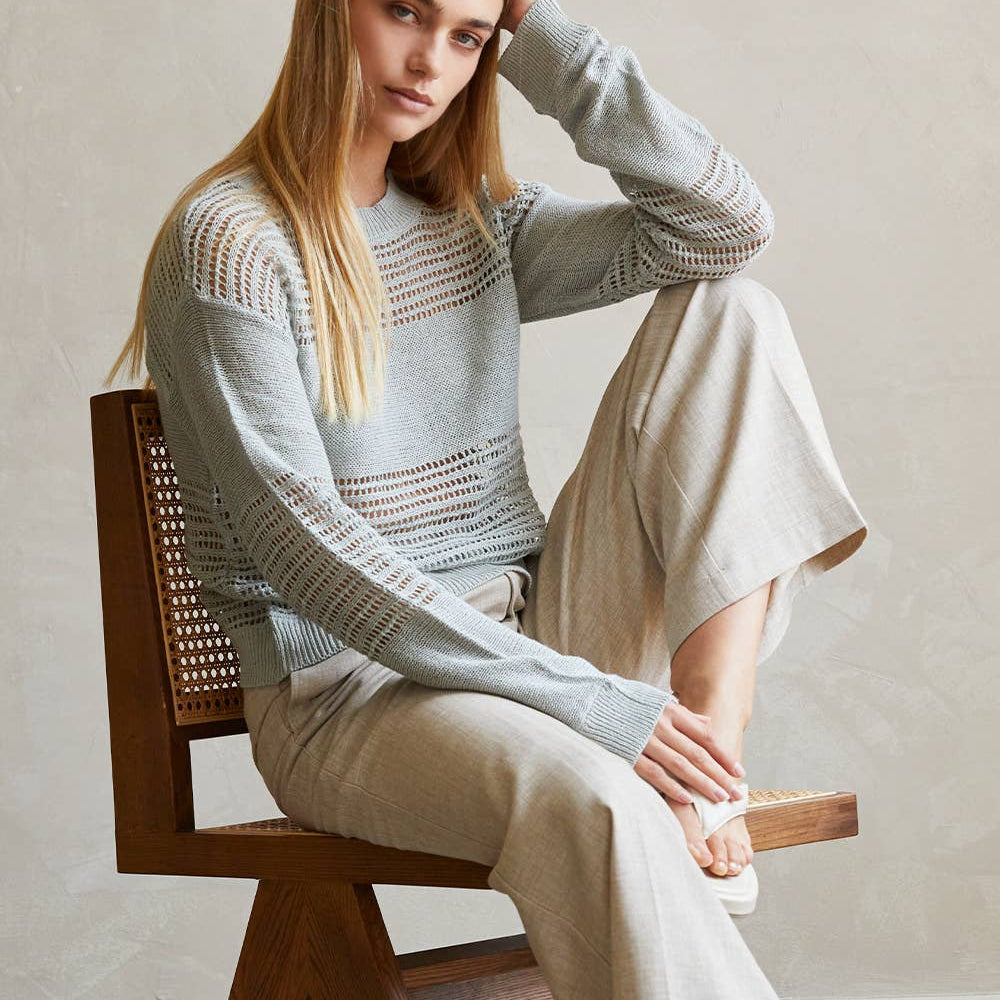 
                      
                        Donna Linen Cotton Mix Media Pullover
                      
                    