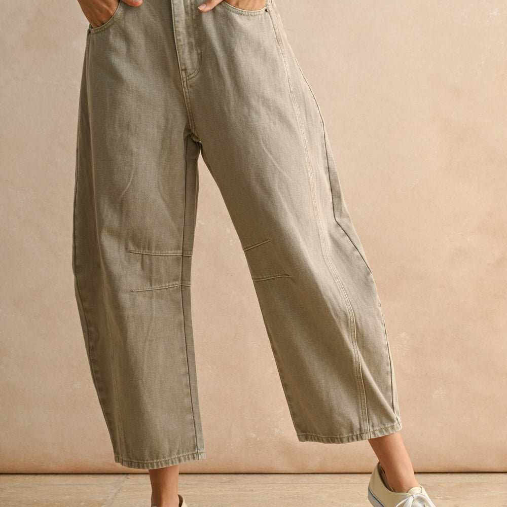 Barrel Cotton Pants - Stone
