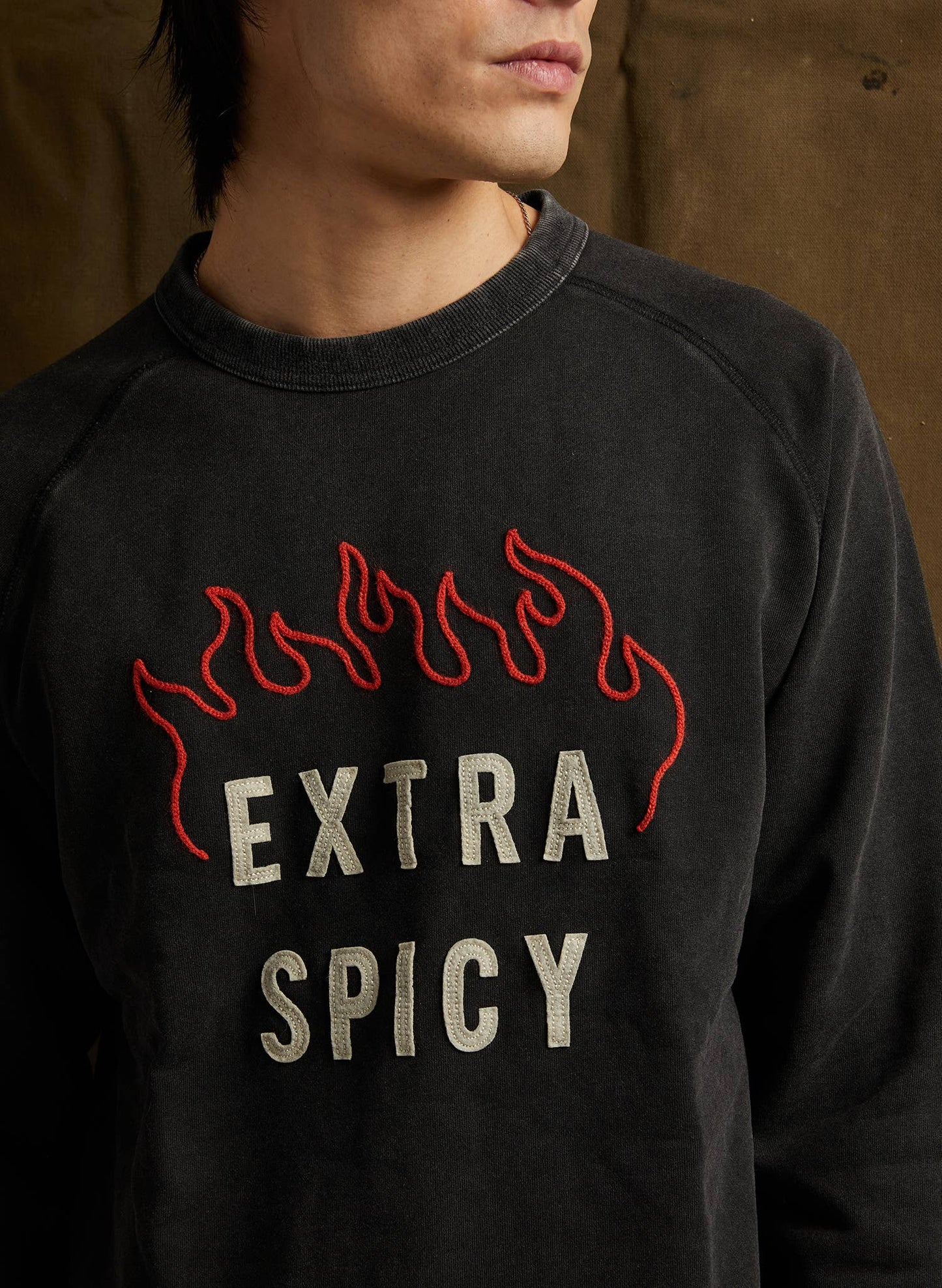 Extra Spicy Chainstitch & Felt Crewneck Sweatshirt - Unisex