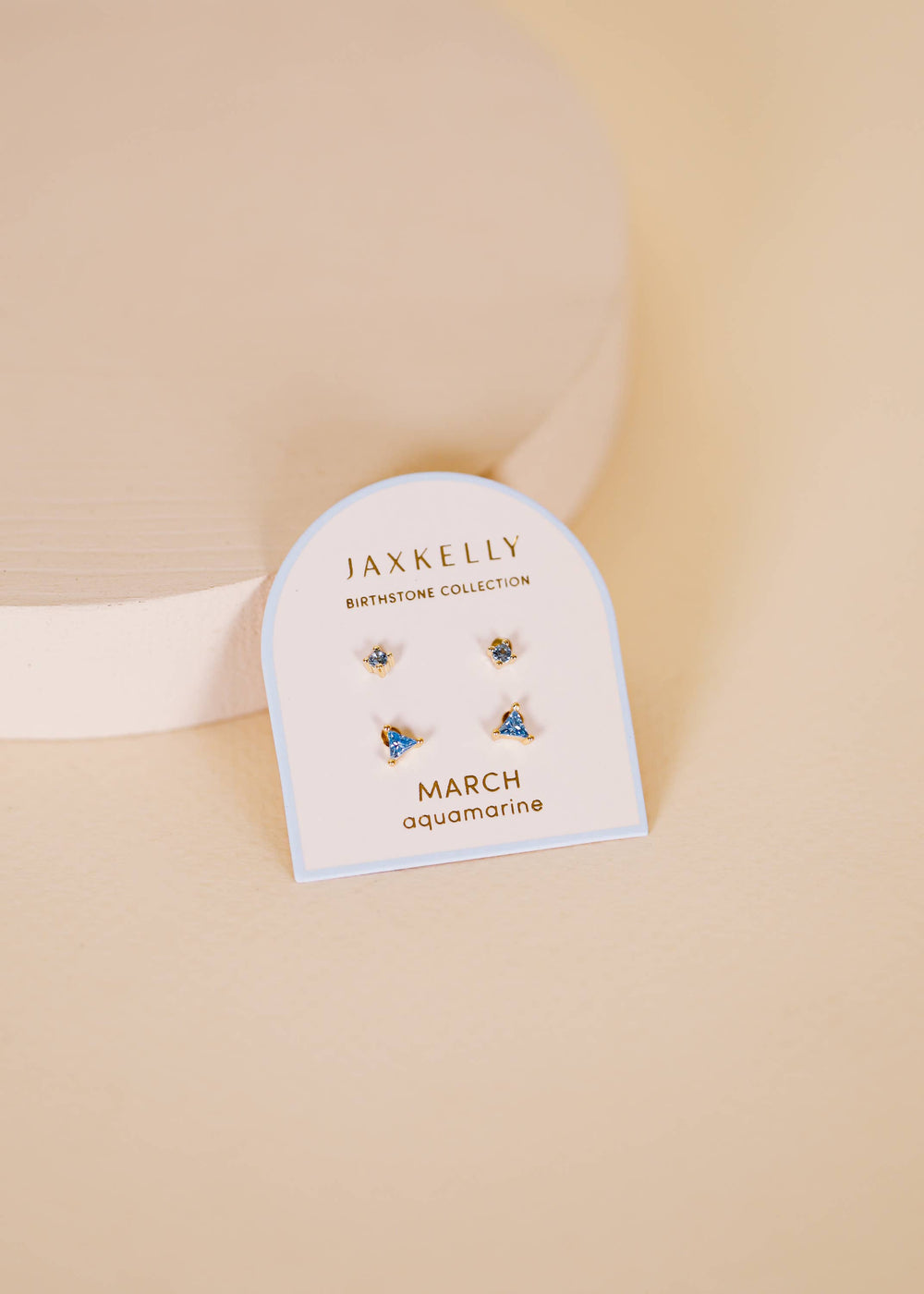 Birthstone Stud Gold Earrings Set - March