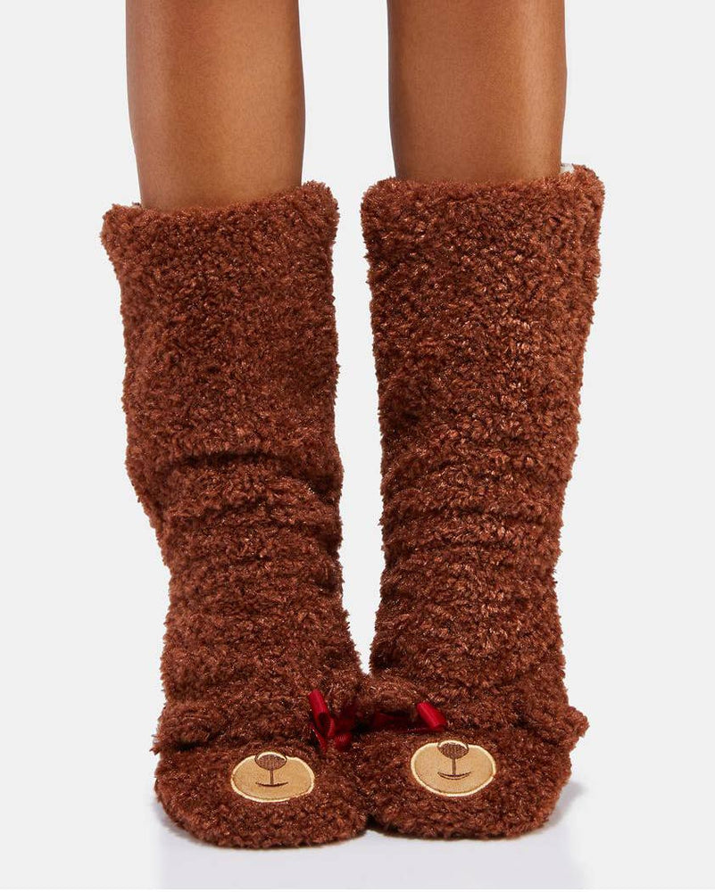 Teddy Burr | Women's Funny Fuzzy House Slipper Socks
