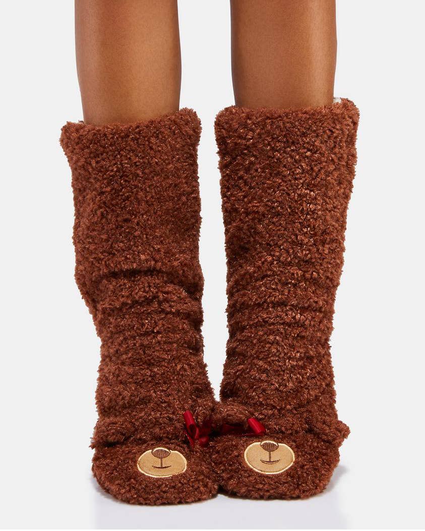 Teddy Burr | Women's Funny Fuzzy House Slipper Socks