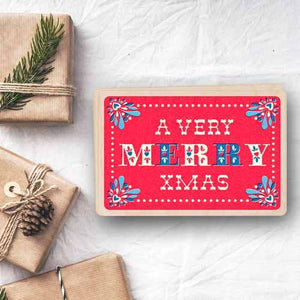 MERRY wood Christmas Card Stocking Filler Gift