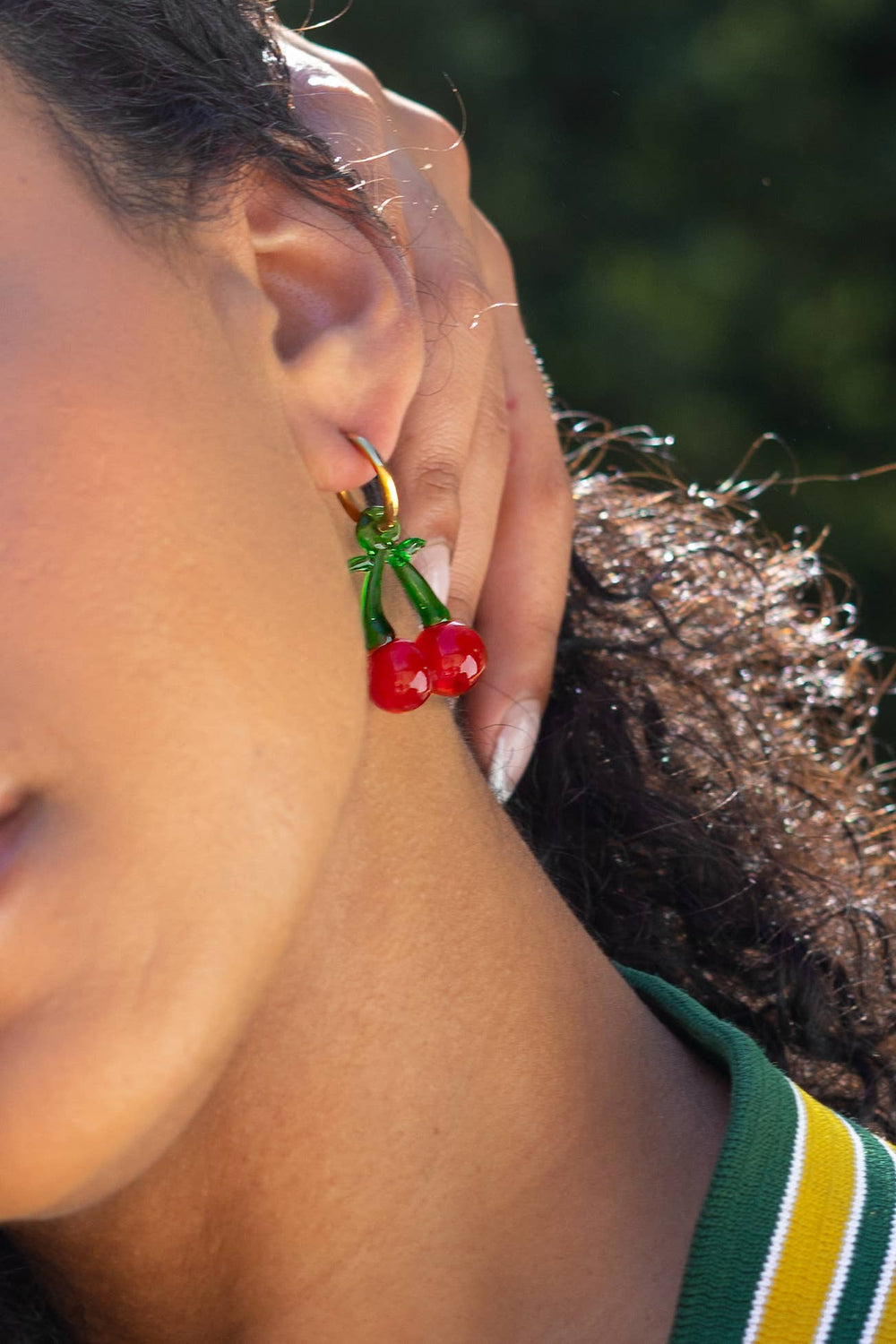 Cherry Red Fruit Loop Hoops - 18K Gold Plated