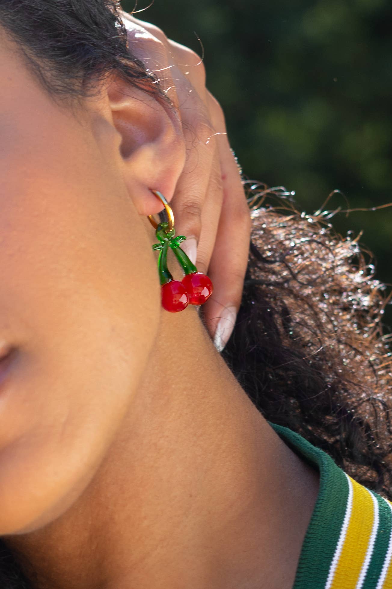 Cherry Red Fruit Loop Hoops - 18K Gold Plated