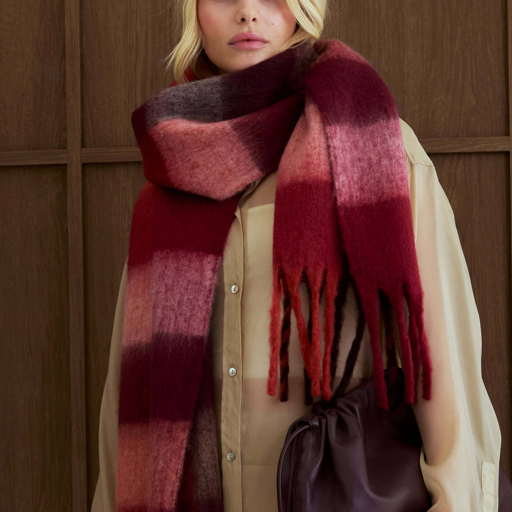 
                      
                        The Reykjavik Scarf - 100% Recycled - Burgundy check
                      
                    