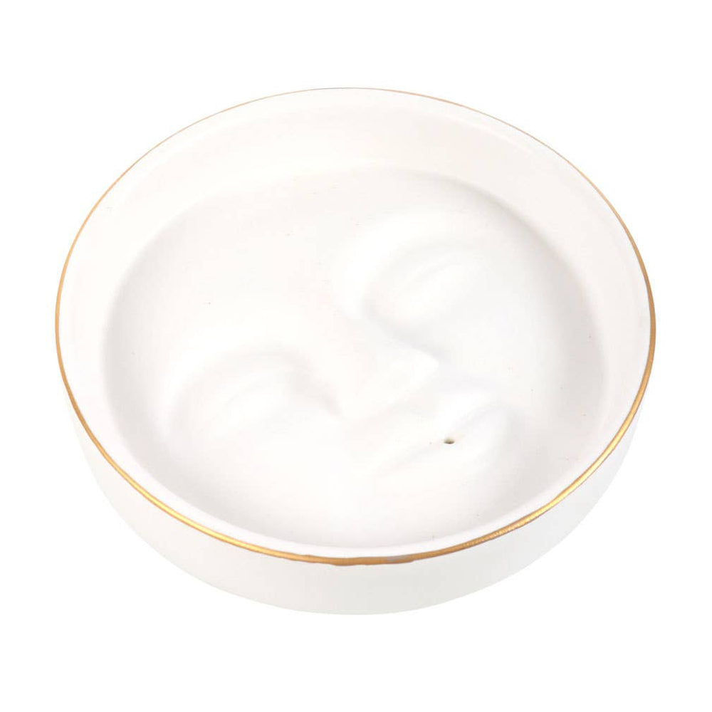 White Moon Face Ceramic Incense Stick Holder Plate