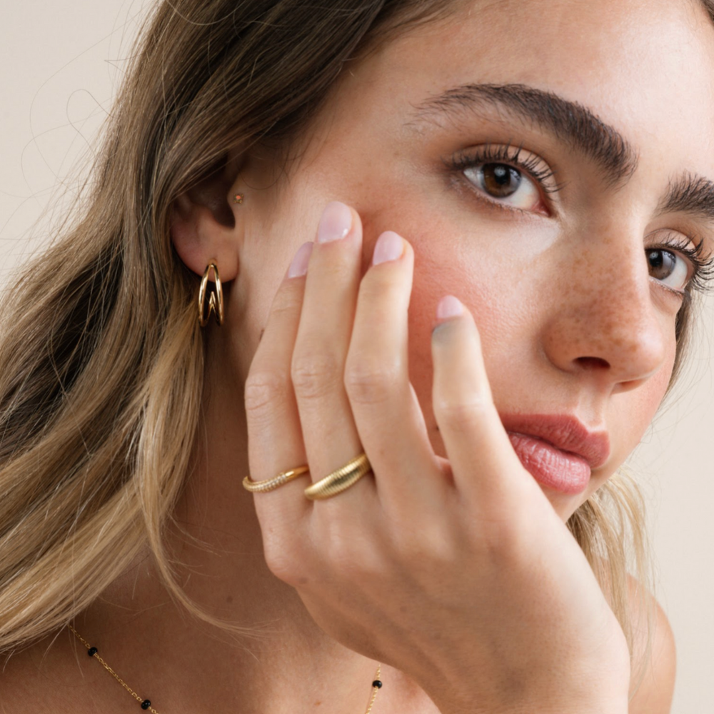 Illusion Double Hoop - Gold Earrings