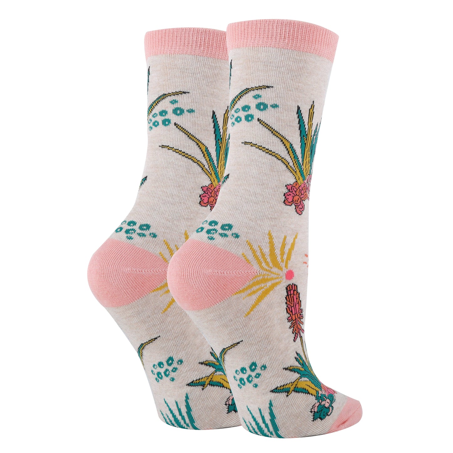 Aloe Vera | Women's Floral Premium Cotton Crew Socks