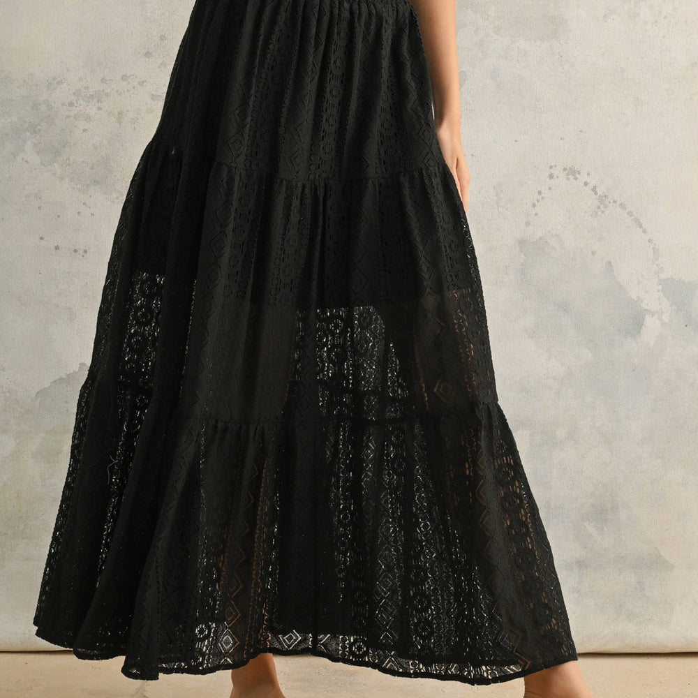 
                      
                        New Crochet Lace Tiered Skirt - Black
                      
                    
