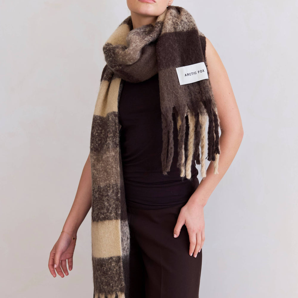 
                      
                        The Reykjavik Scarf - 100% Recycled - Brown Check
                      
                    