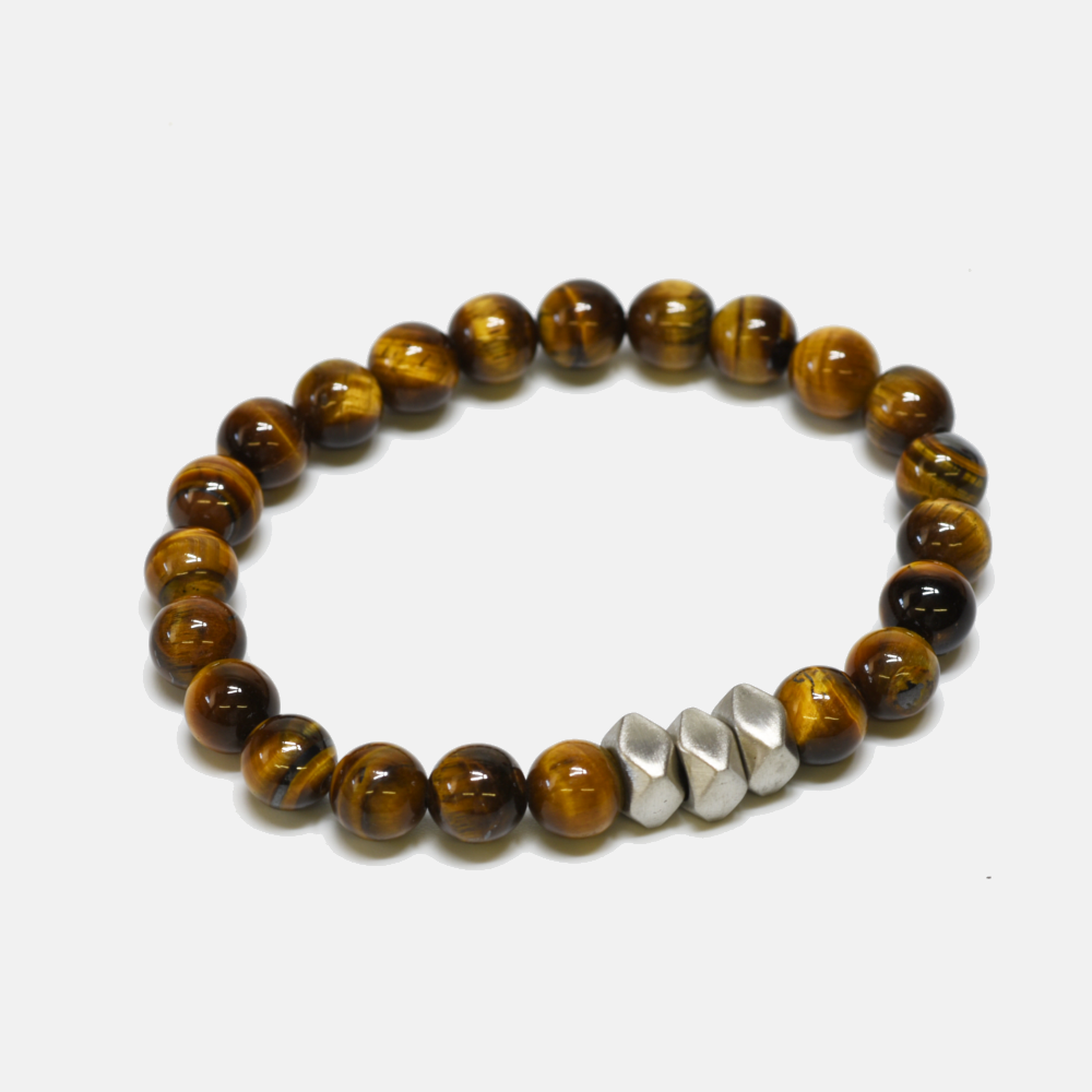 Tiger Eyes with Steel Bracelet