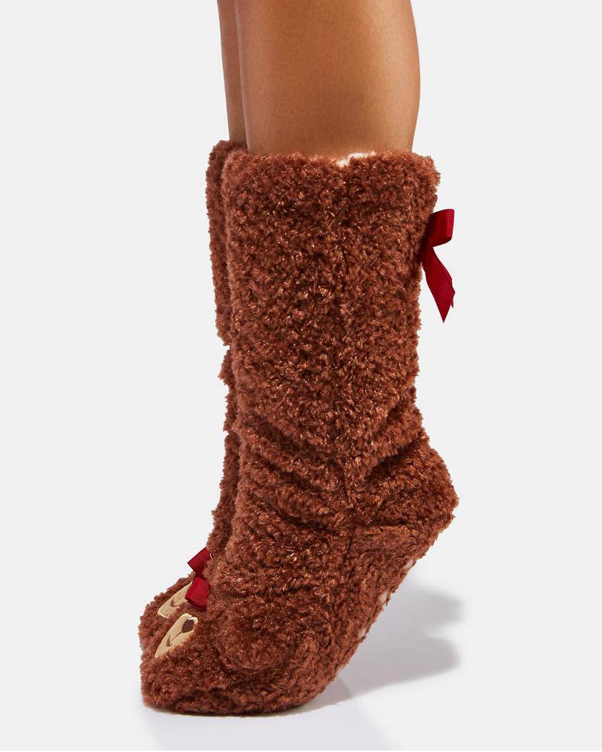 Teddy Burr | Women's Funny Fuzzy House Slipper Socks