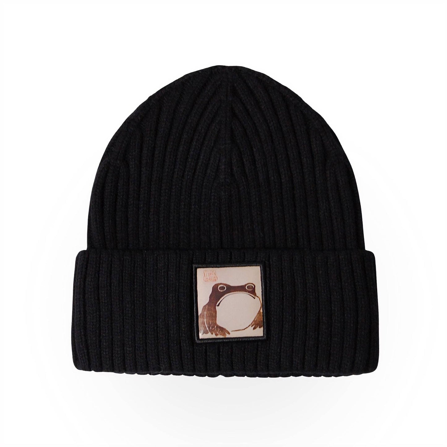 Hatphile Matsumoto Hoji Japanese Frog Patch Art Beanie - Black