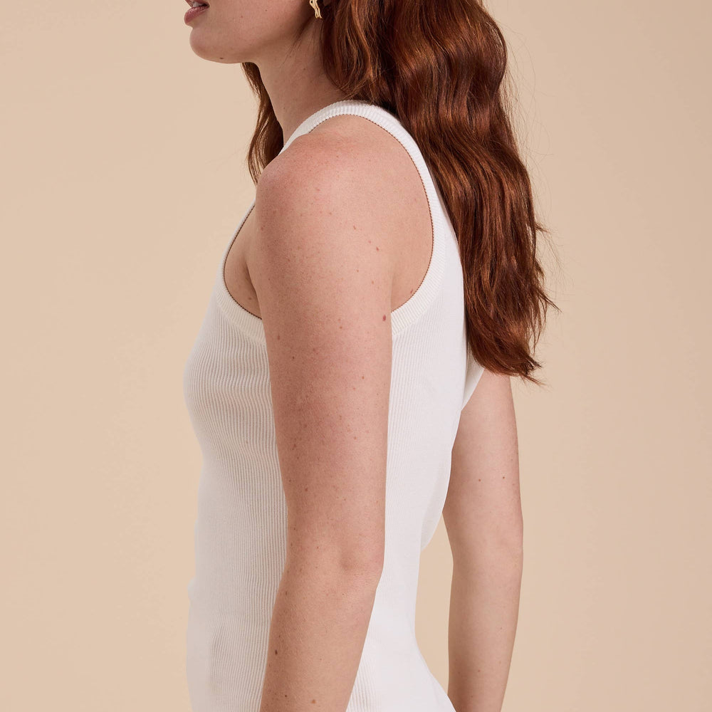 Classic Ribbed Tank Top - White