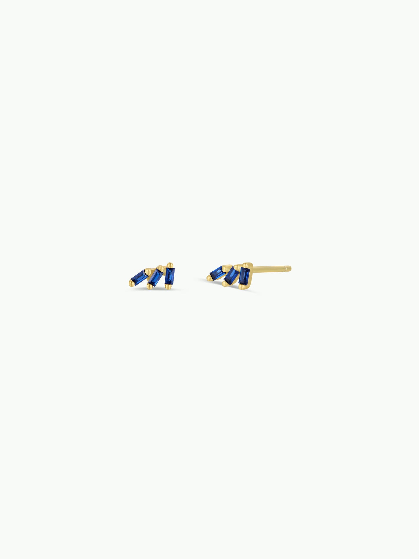Offset Trio - Sapphire - Gold Earrings