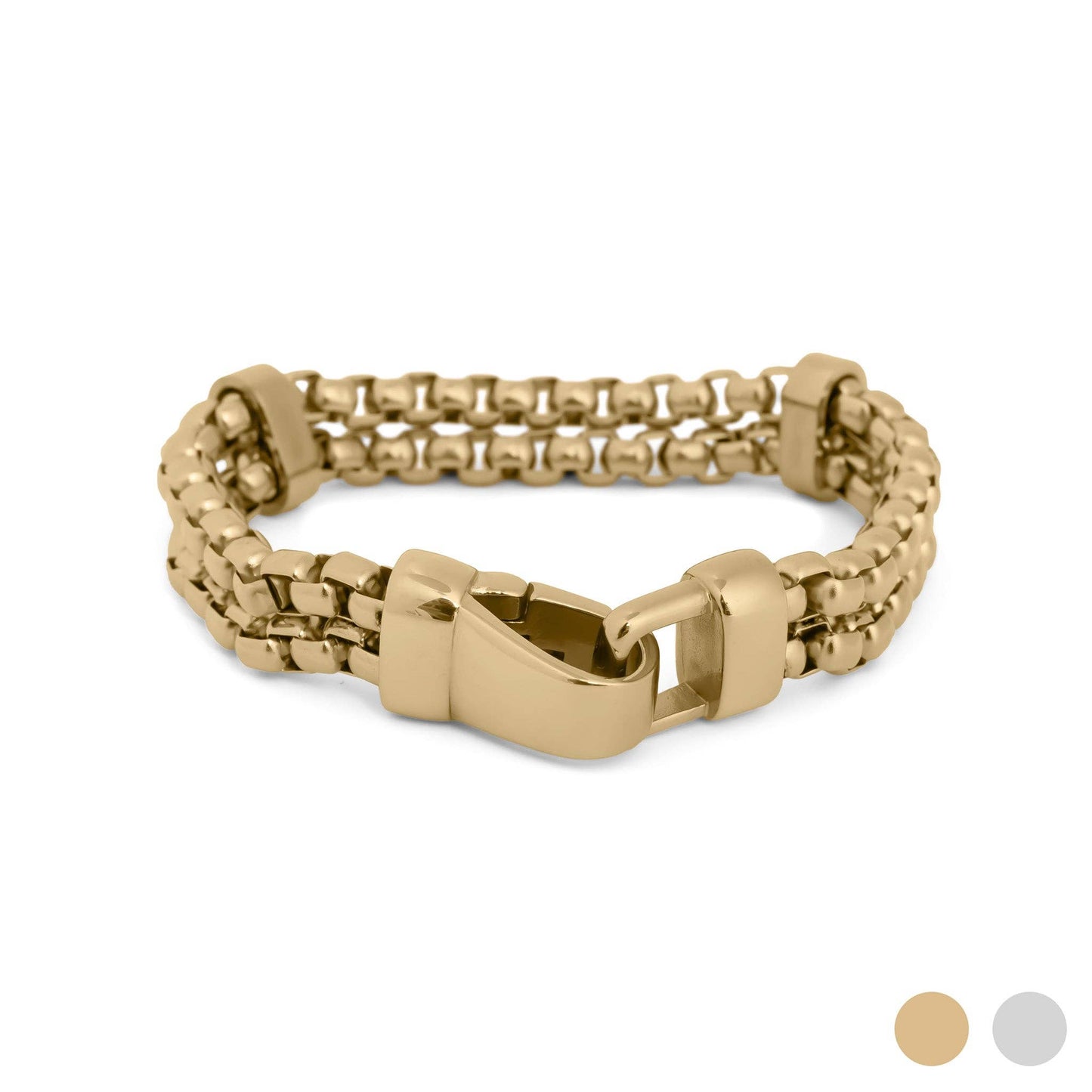 Double Chain Metal Clasp Bracelet