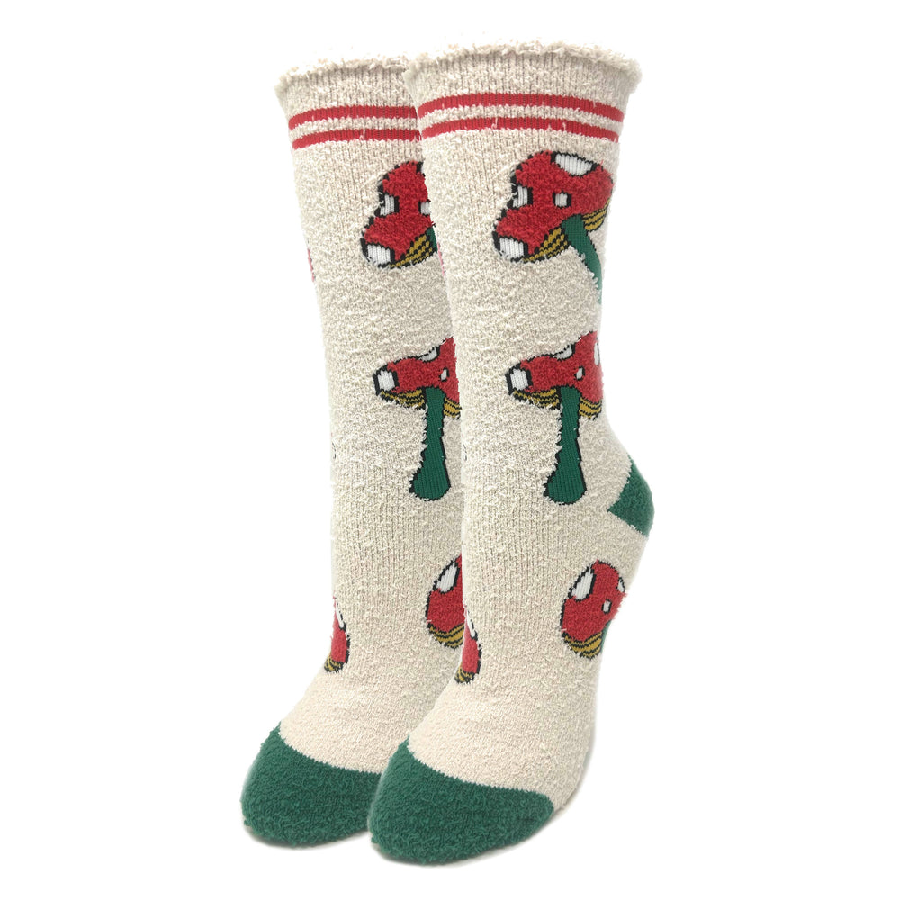 Mushies | Women's Fuzzy Non-Slip Grippers Mushroom Socks