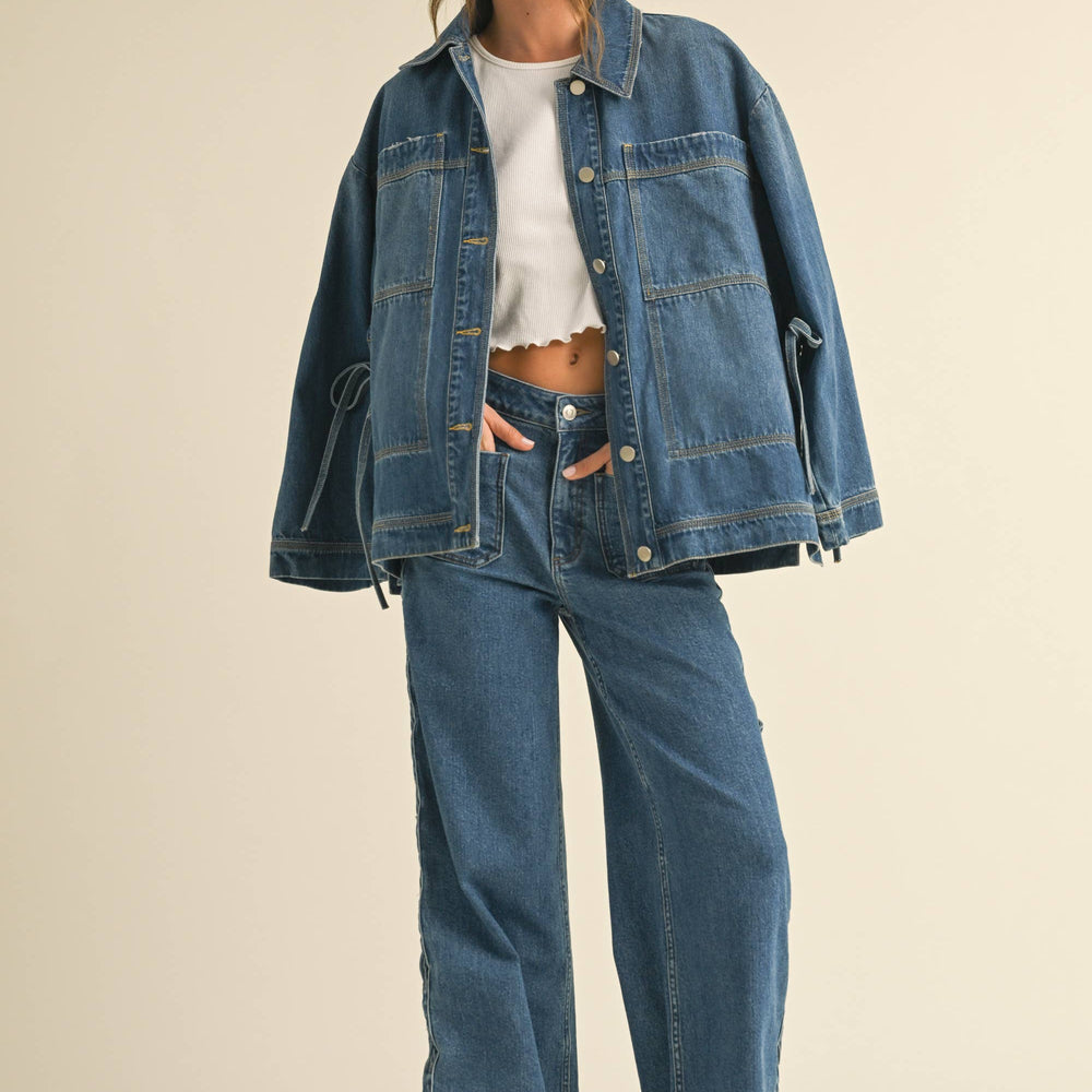 
                      
                        Tied On The Side Denim Jacket
                      
                    
