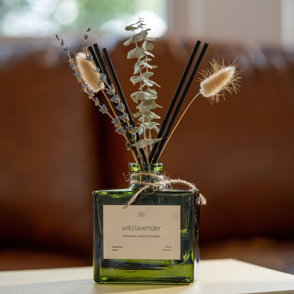 
                      
                        Green Glass Reed Diffuser with Flowers
                      
                    