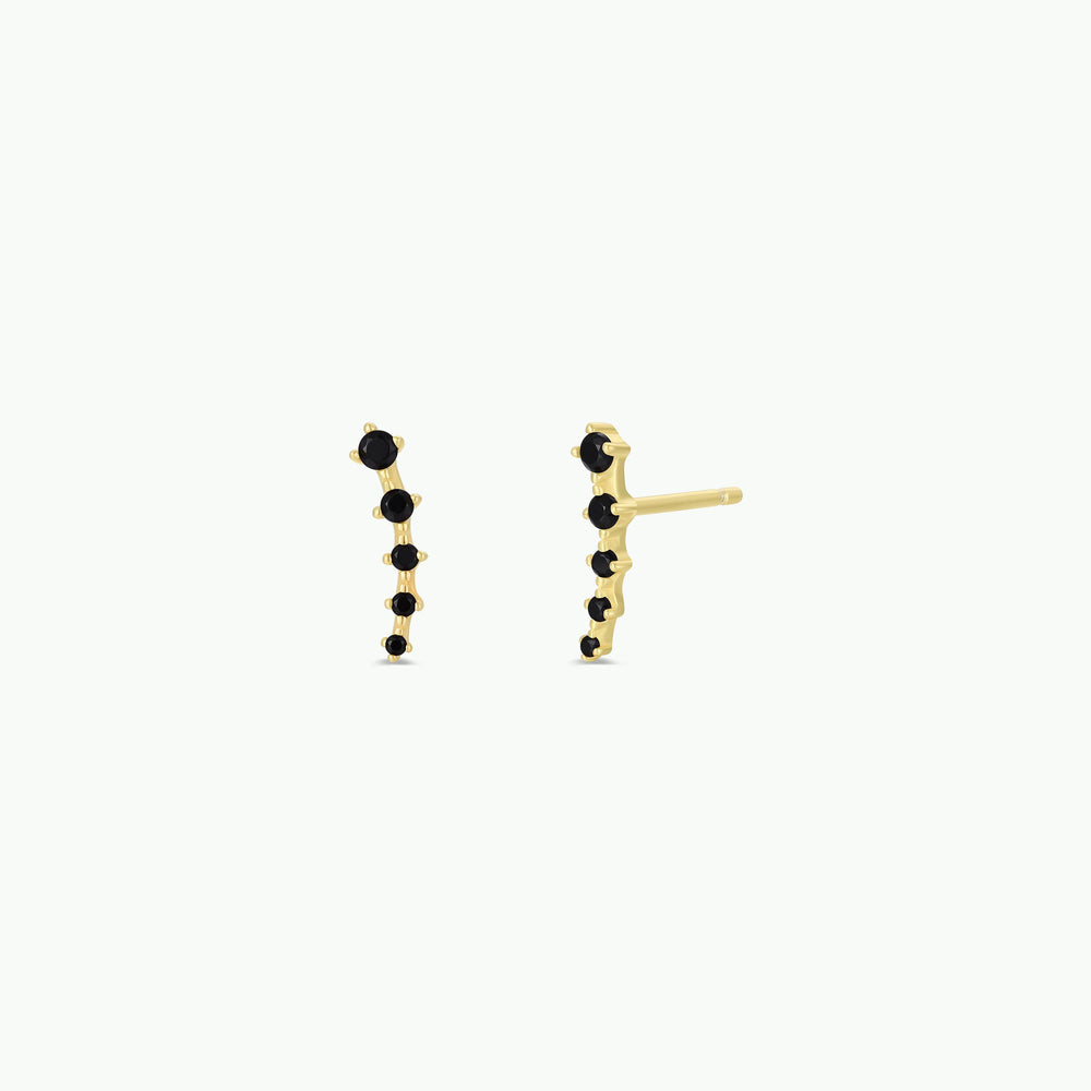 Crawler - Black CZ - Gold Earrings