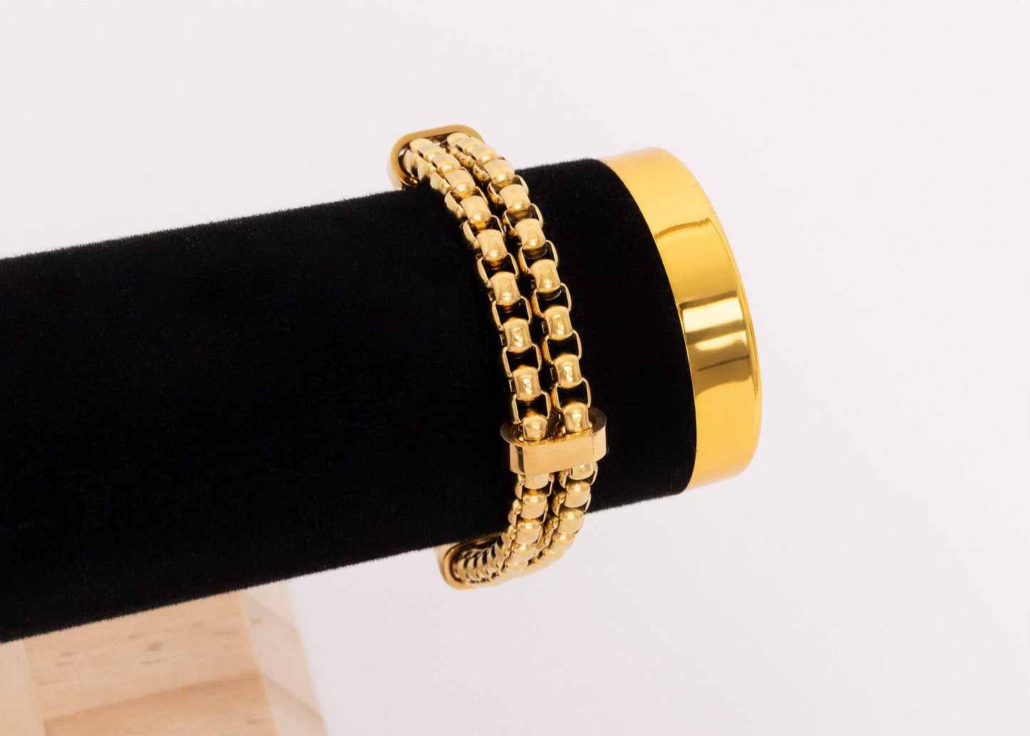 Double Chain Metal Clasp Bracelet