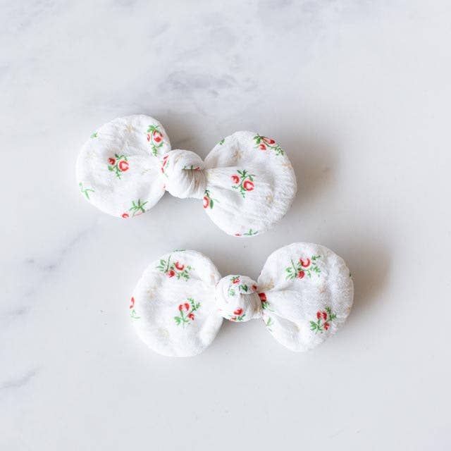 Floral Round Bow Hair Pin Set