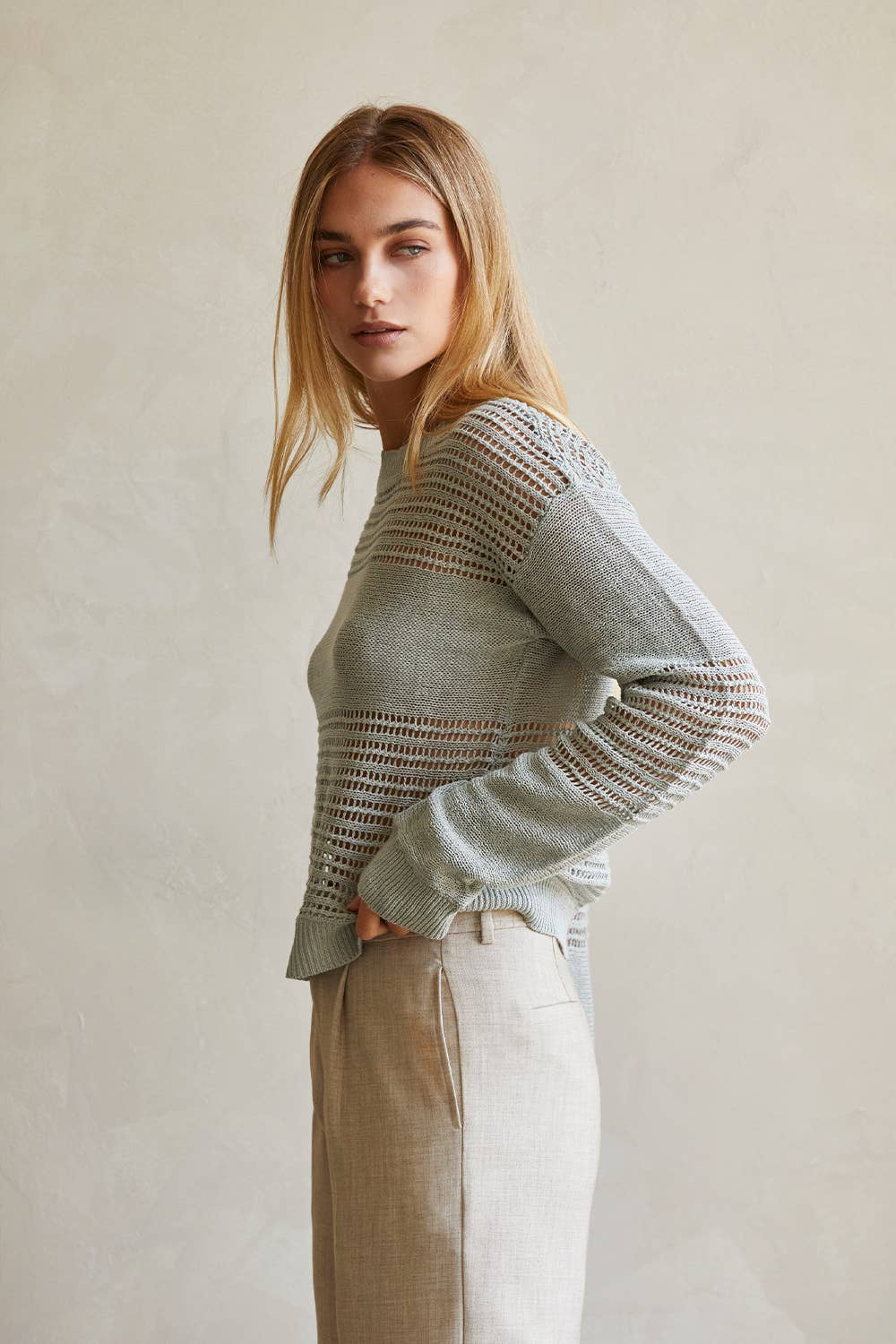 Donna Linen Cotton Mix Media Pullover