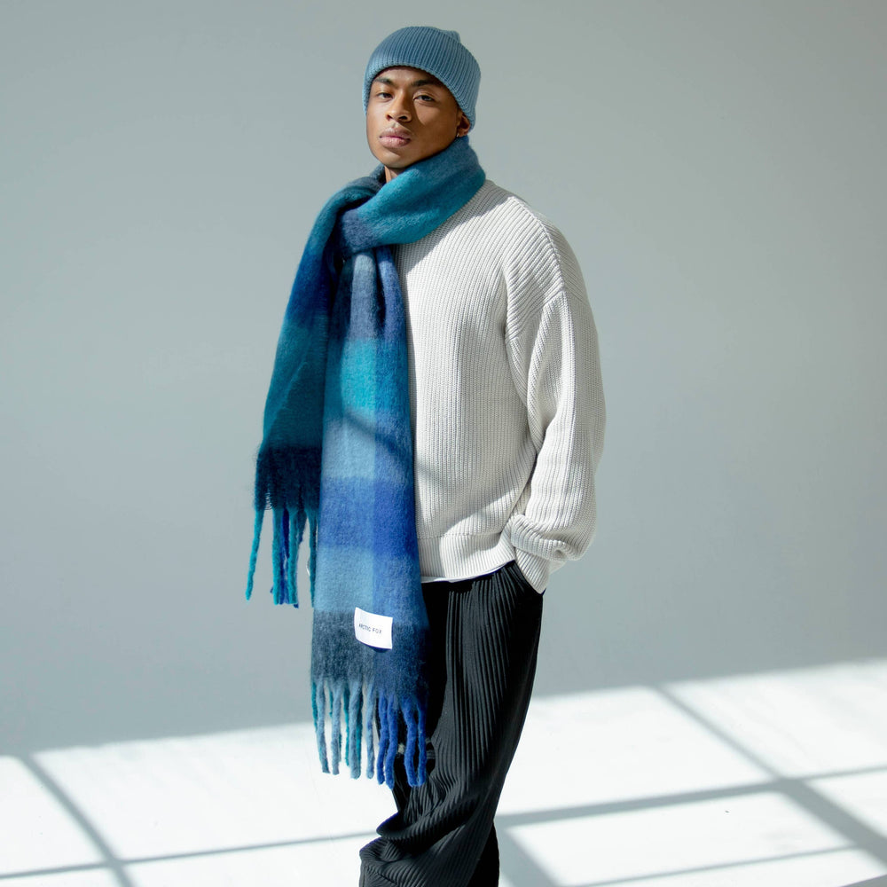 
                      
                        The Reykjavik Scarf - 100% Recycled - Blue Check
                      
                    