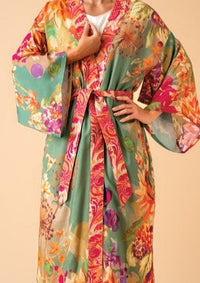 Kimono Gown in Sage - Birds and Blooms