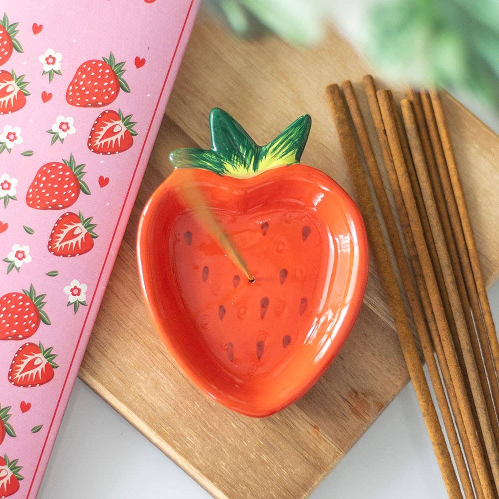 Strawberry Ceramic Incense Holder Plate