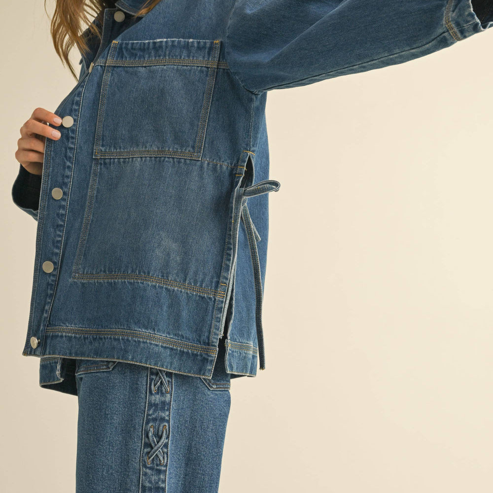 
                      
                        Tied On The Side Denim Jacket
                      
                    