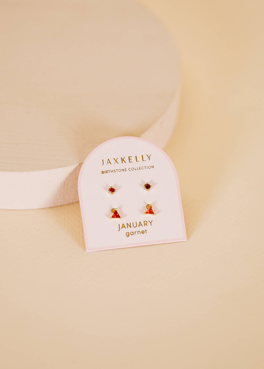 Birthstone Stud Gold Earrings Set - January