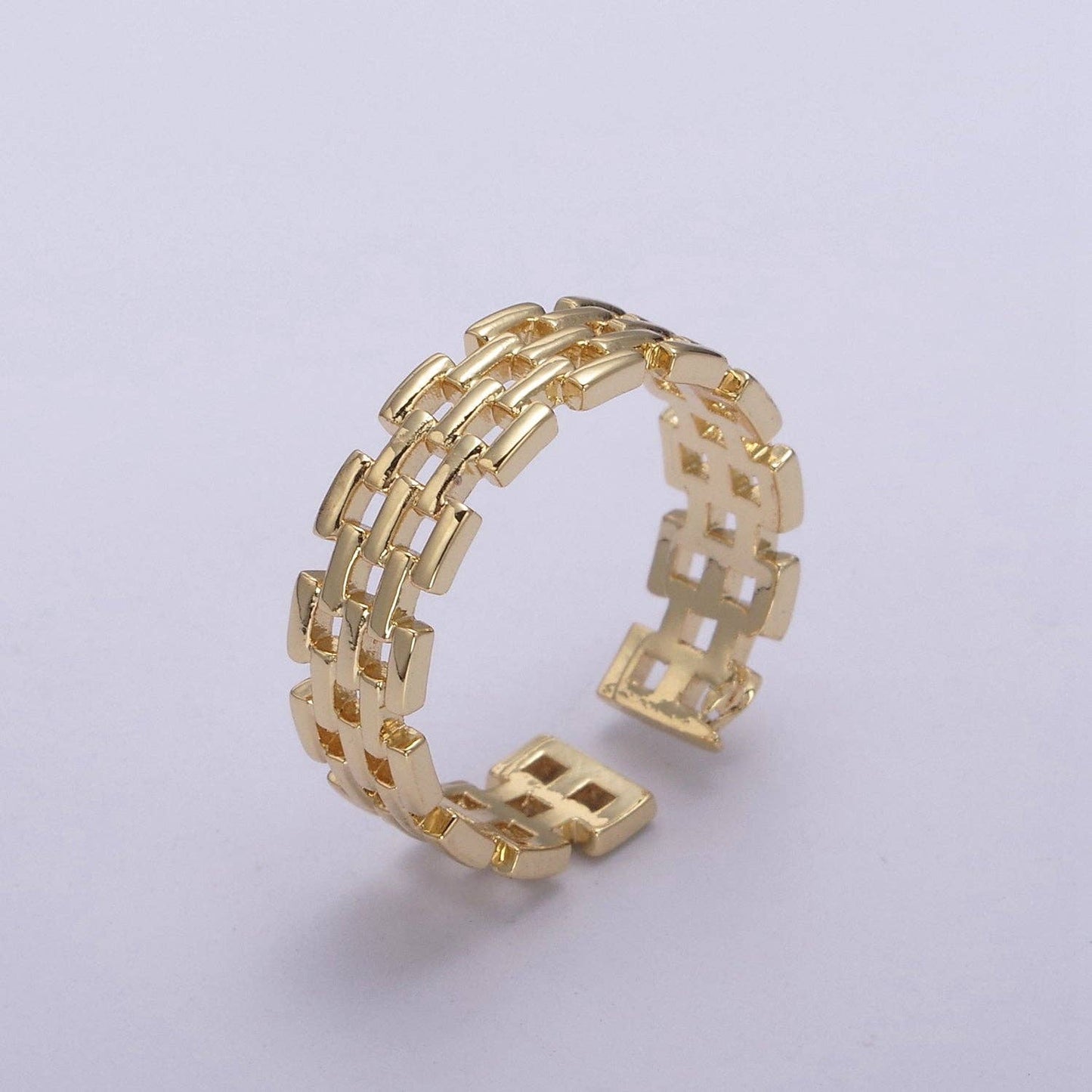 Gold Filled Panther Link Ring Open Adjustable Jewelry for St