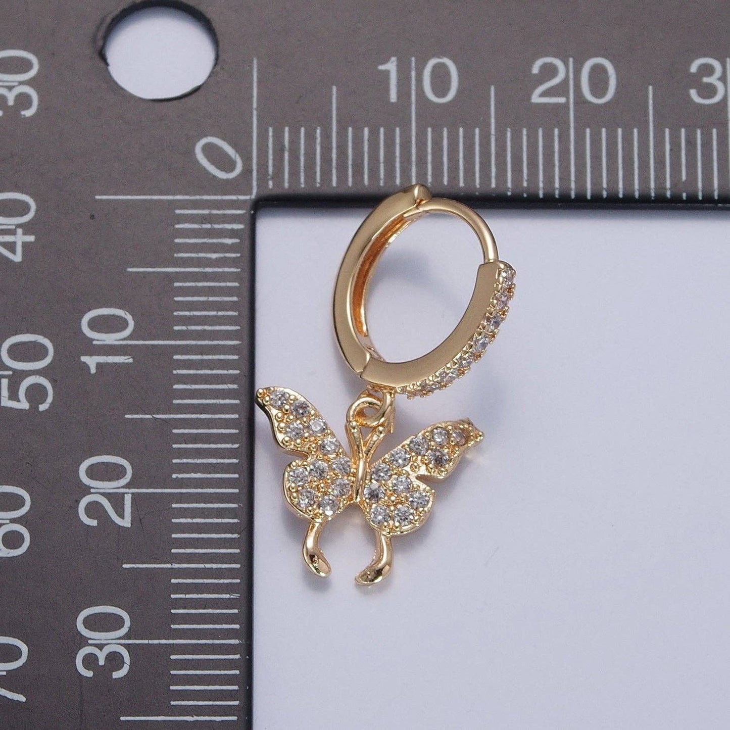 Dainty Gold Filled Huggie Earring with Butterfly Charm