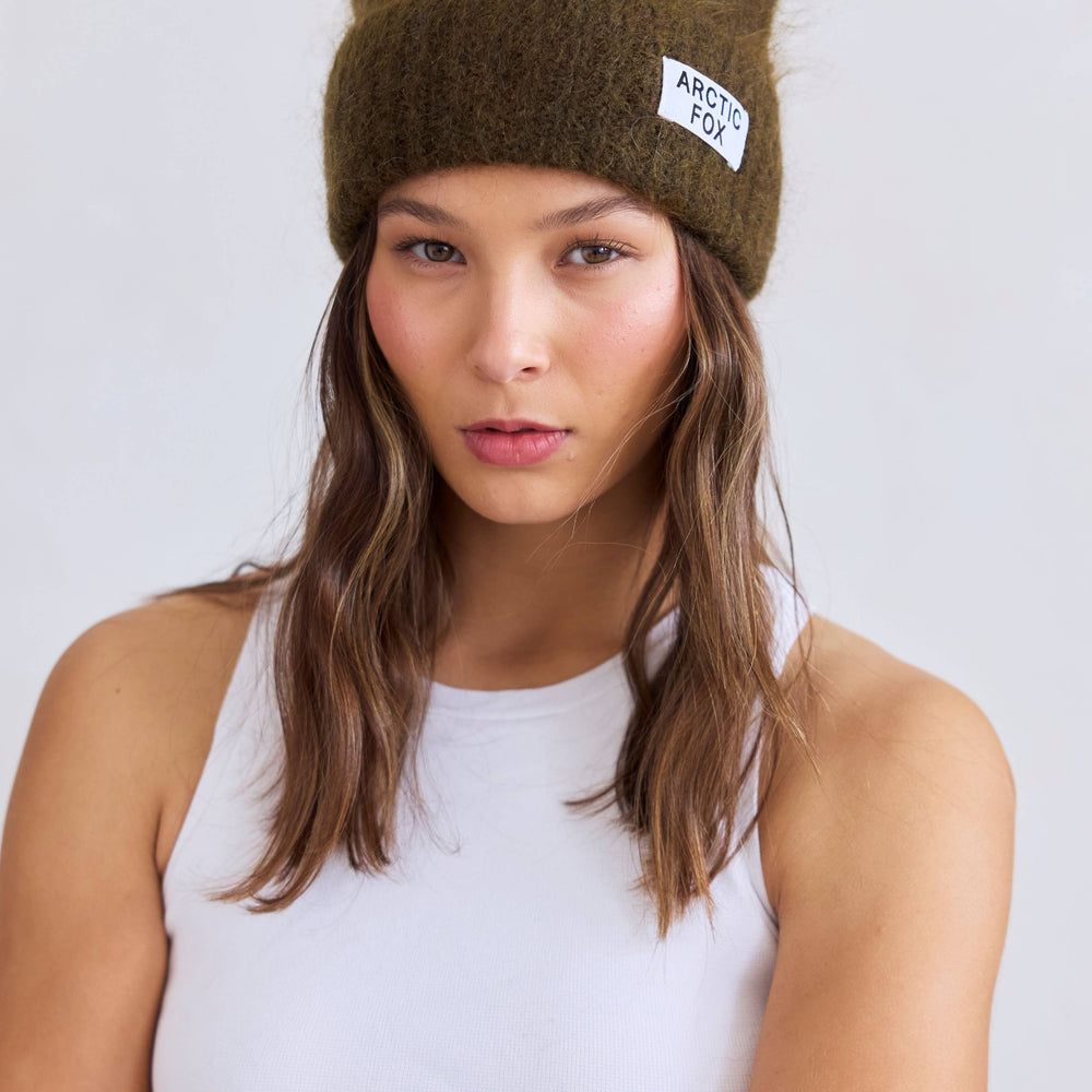 The Mohair Beanie - Khaki Green