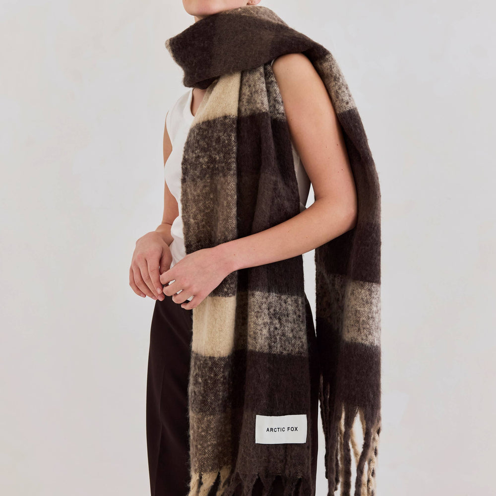 
                      
                        The Reykjavik Scarf - 100% Recycled - Brown Check
                      
                    