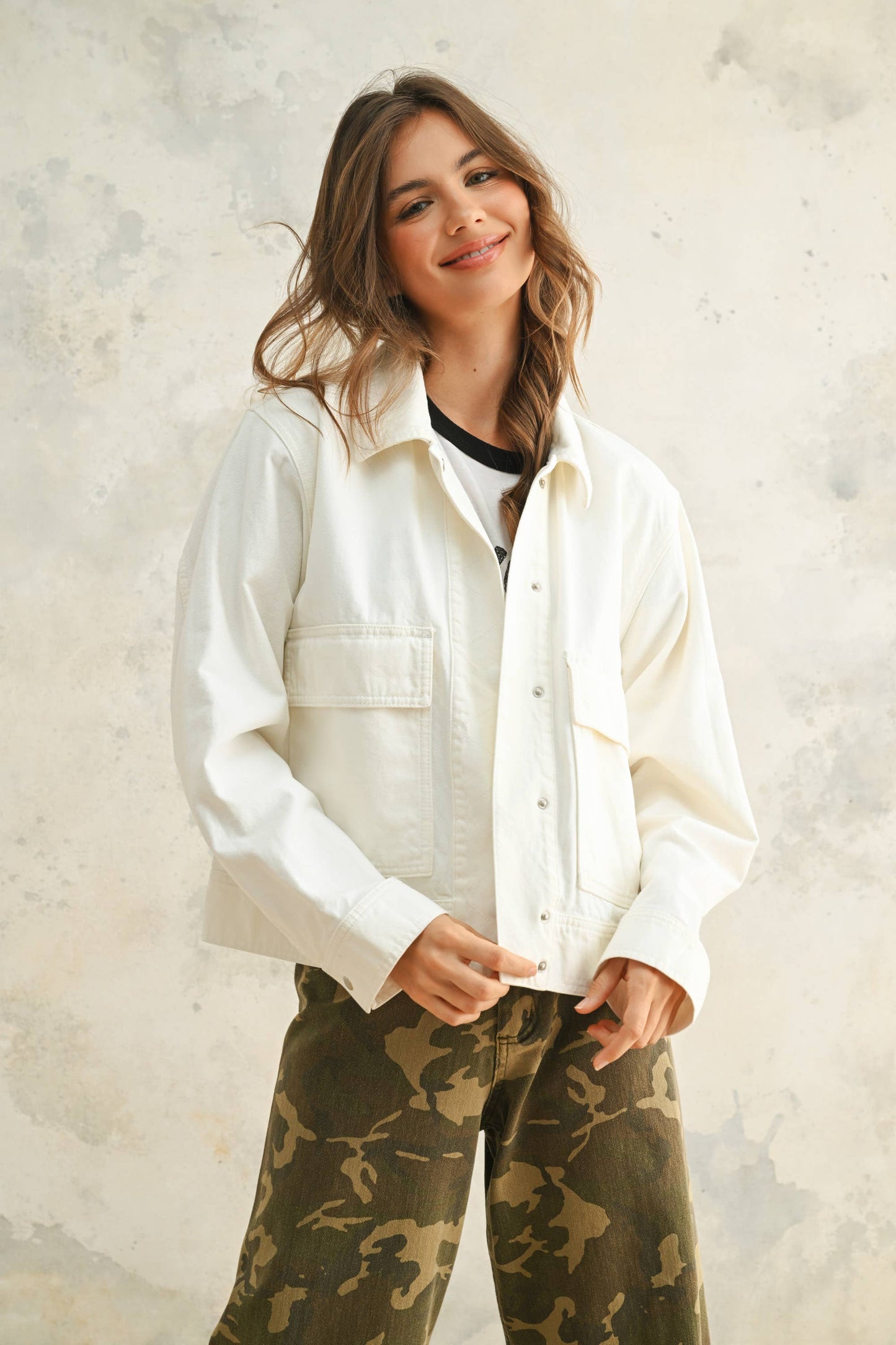 New Washed Cotton Jacket - White